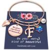 Yoosteel Butterfly Initial Bracelets for Teen Girls Women Gifts – Initial Charm Be Your Own Kind of Beautiful Inspirational Expandable Bangle Bracelets Gifts for Girls Women Jewelry Gifts(F-Rose Gold)