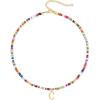 Yoosteel Colorful Beaded Initial Necklaces for Women Gifts – Cute Beaded Letter Necklace Jewelry Gifts Birthday Gifts for Women(C)