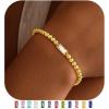 Yoosteel Dainty Birthstone Bracelet for Women – Elastic 14K-Gold-Plated Bead Bracelets Trendy Friendship Birthday Jewelry Gifts for Women(04.April(Clear CZ))