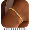 Yoosteel Dainty Birthstone Bracelet for Women – Elastic 14K-Gold-Plated Bead Bracelets Trendy Friendship Birthday Jewelry Gifts for Women(06.June(Alexandrite))