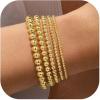 Yoosteel Gold Beaded Bracelets Set for Women Teen Girl Gifts Non Tarnish – 14K Gold Plated Dainty Round Bead Ball Pearl Cross Bracelet Stack for Women Teenage Girls Stackable Jewelry Christmas Gifts(Bead (2.5/3/4/5/6mm)- 5pcs)