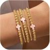 Yoosteel Gold Beaded Bracelets Set for Women Teen Girl Gifts Non Tarnish – 14K Gold Plated Dainty Round Bead Ball Pearl Cross Bracelet Stack for Women Teenage Girls Stackable Jewelry Christmas Gifts(Bead (3/5mm)+ Cross – 5pcs)