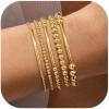 Yoosteel Gold Beaded Bracelets Set for Women Teen Girl Gifts Non Tarnish – 14K Gold Plated Dainty Round Bead Ball Pearl Cross Bracelet Stack for Women Teenage Girls Stackable Jewelry Christmas Gifts(Bead (2/3/4/5/6mm) + Strip – 5pcs)