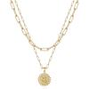 Yoosteel Gold Layered Initial Necklaces for Women – 14K Gold Plated Dainty Layering Paperclip Link Chain Necklace Coin Initial Layered Necklace Birthday Gifts for Women Teen Girls(Gold)