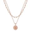 Yoosteel Gold Layered Initial Necklaces for Women – 14K Gold Plated Dainty Layering Paperclip Link Chain Necklace Coin Initial Layered Necklace Birthday Gifts for Women Teen Girls(Rose Gold)