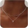Yoosteel Layered Initial Necklaces for Women Trendy, 14K Gold Plated Letter A-Z Necklace Gold/Silver Initial Necklace Stack Birthday Gifts for Women Teen Girls Jewelry Gifts(Silver)