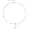 Yoosteel Pearl Initial Necklace for Women, Dainty Pearl Chain Choker Initial Necklaces for Women Toggle Clasp Paperclip Link Chain Necklace Jewelry Gifts(Silver)