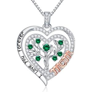 Yoosteel Gifts for Mom Grandma Daughter Sister – 925 Sterling Silver Heart Necklace Birthday Gifts for Mom Sister Daughter Grandma Sterling Silver Heart Necklace(Mom – Tree of Life)