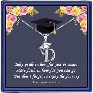 Yoosteel Graduation Gifts for Her 2025, Initial Necklaces Graduation Cap Necklace Friendship Gifts for Women Friends Her 2025(D)