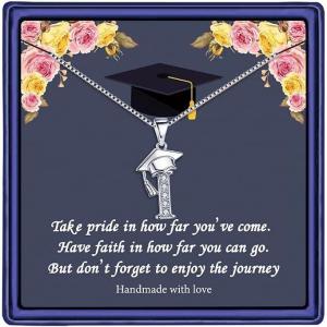 Yoosteel Graduation Gifts for Her 2025, Initial Necklaces Graduation Cap Necklace Friendship Gifts for Women Friends Her 2025(I)