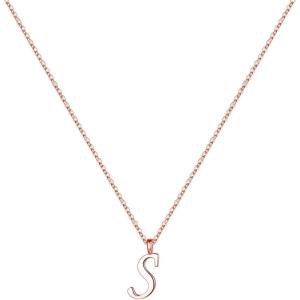 Yoosteel S925 Sterling Silver Initial Necklaces for Women Teen Girls – Sterling Silver Initial Necklace Tiny Cursive Letter Necklace Jewelry Birthday Gifts for Women Girls(Rose Gold)
