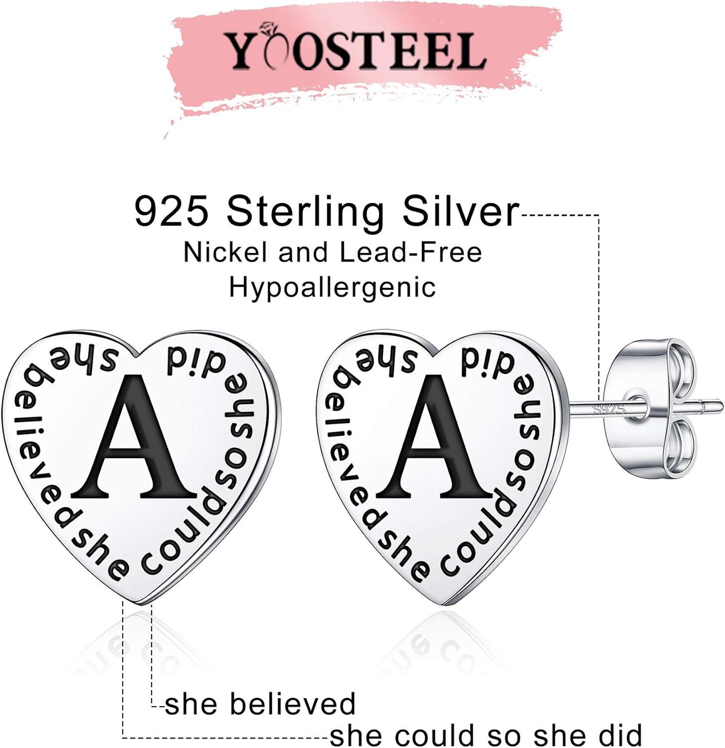 imageGraduation Gifts for Her 2021 Engraved She Believed She Could So She Did Inspirational Friendship Gifts Heart Earrings With Letter A Graduation Gifts for Him 2021 High School Graduation Gifts