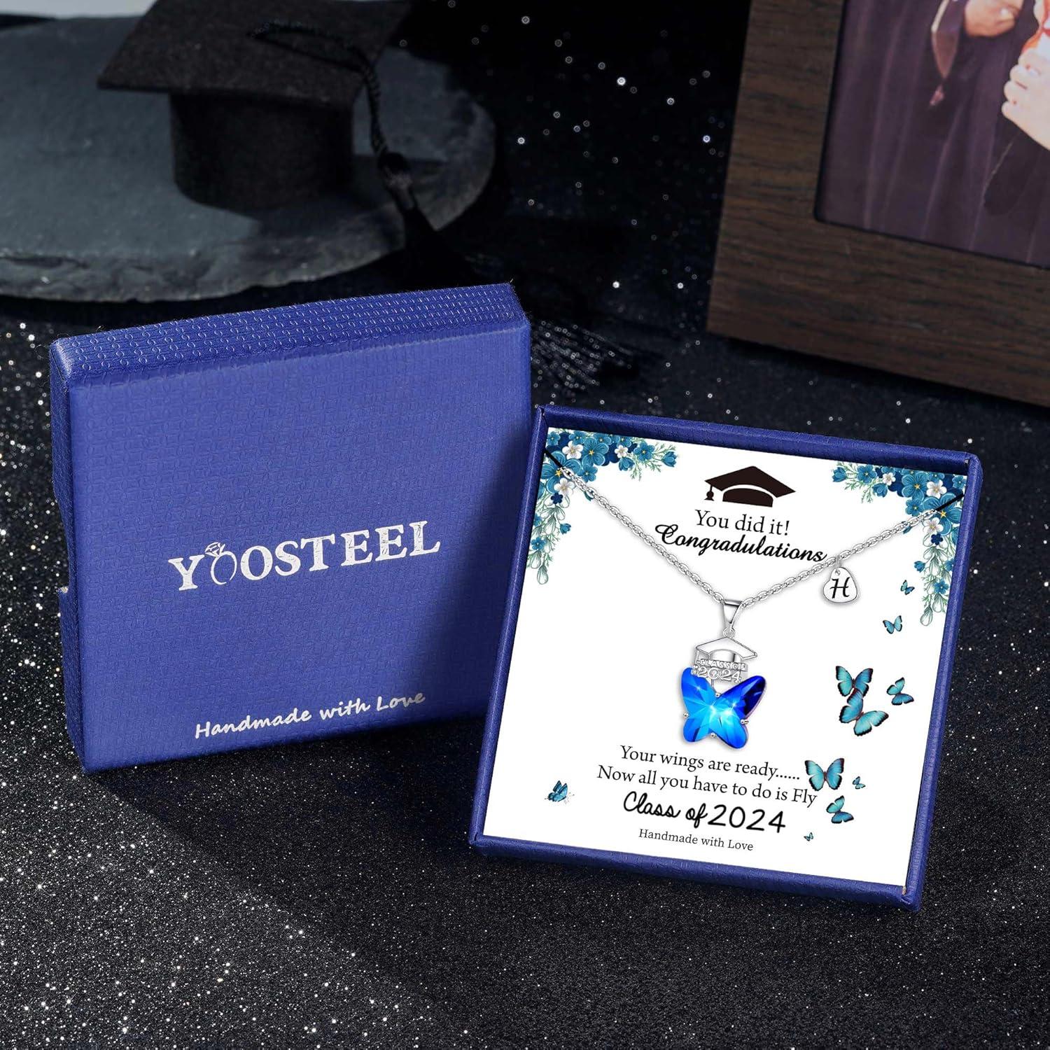 imageInspirational Graduation Gifts for Her 2024 Inspirational Necklace with 2024 Graduation Grad Cap Spread Your Wings And Fly Butterfly Necklace Class of 2024 Graduation Gifts