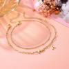 Yoosteel Graduation Gifts Ankle Bracelets for Women, Initial A Charm Beaded Anklets Layering Graduation Ankle Bracelets College Graduation Gifts for Her Him Layered Gold Anklets for Women