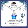 Inspirational Graduation Gifts for Her 2024, Inspirational Necklace with 2024 Graduation Grad Cap Spread Your Wings And Fly Butterfly Necklace Class of 2024 Graduation Gifts