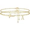 Yoosteel Graduation Gifts Ankle Bracelets for Women, Initial A Charm Beaded Anklets Layering Graduation Ankle Bracelets College Graduation Gifts for Her Him Layered Gold Anklets for Women