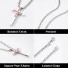 Yoosteel Baseball Cross Necklace for Boys Men – 2 Pcs Stainless Steel Bible Verse Cross Pendant Necklaces Black Silver Chain 18-24 inch Religious Gifts for Boy(18 inch 2 Pcs Black+Silver-Plated)