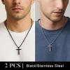 Yoosteel Baseball Cross Necklace for Boys Men – 2 Pcs Stainless Steel Bible Verse Cross Pendant Necklaces Black Silver Chain 18-24 inch Religious Gifts for Boy(24 inch 2 Pcs Black+Silver-Plated)