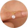 Yoosteel Pearl Necklace for Women,14K-Gold-Plated Pearl Pendant Necklaces Minimalist Women Pearls Layered Necklace Dainty Trendy Bridal Bridesmaid Wedding Gifts for Her(Single Pearl Pendant-GD)