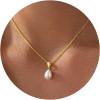 Yoosteel Pearl Necklace for Women,14K-Gold-Plated Pearl Pendant Necklaces Minimalist Women Pearls Layered Necklace Dainty Trendy Bridal Bridesmaid Wedding Gifts for Her(Drop Pearl-GD)