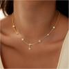 Yoosteel Dainty Gold-plated Clover Pearl Heart Butterfly Star flower Choker Necklace for Women – 14K Gold Plated Cubic Zirconia Pendant Station Necklaces for Women Teens Trendy Prom Jewelry Gifts(” Four leaf clover small round CZ-gold plated)