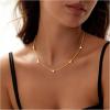 Yoosteel Dainty Gold-plated Clover Pearl Heart Butterfly Star flower Choker Necklace for Women – 14K Gold Plated Cubic Zirconia Pendant Station Necklaces for Women Teens Trendy Prom Jewelry Gifts(Smooth Love-gold plated)