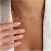 Yoosteel Dainty Gold-plated Clover Pearl Heart Butterfly Star flower Choker Necklace for Women – 14K Gold Plated Cubic Zirconia Pendant Station Necklaces for Women Teens Trendy Prom Jewelry Gifts(Four leaf clover CZ-gold plated)