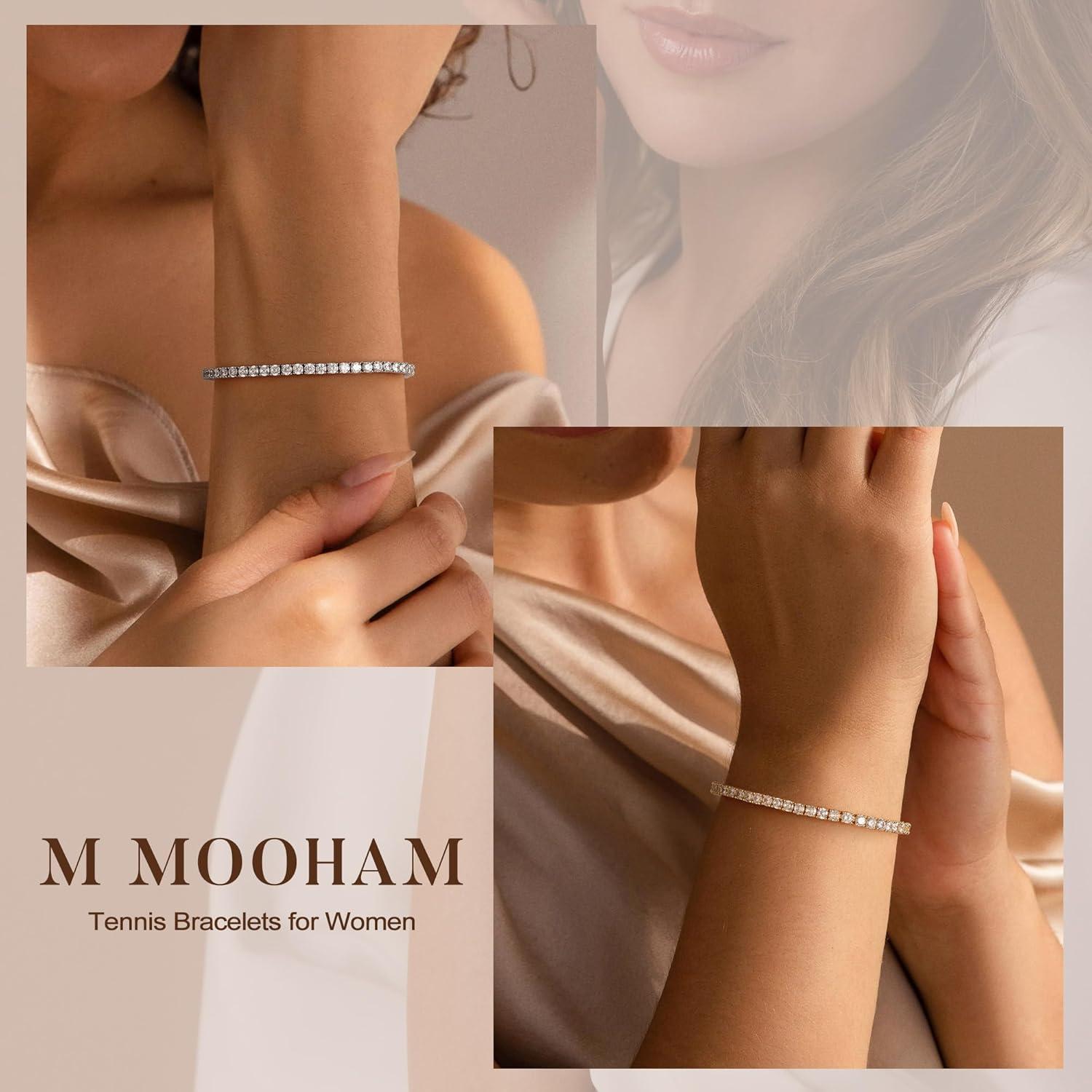 imageYoosteel 14KGoldWhiteGoldPlated Tennis Bracelets for Women 3mm Cubic Zirconia Classic Bracelet for Women Dainty Trendy CZ Jewelry Gift 65775 InchFour Claws 14KYellow GoldPlated