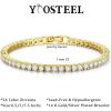 Yoosteel 14K-Gold/White-Gold-Plated Tennis Bracelets for Women – 3mm Cubic Zirconia Classic Bracelet for Women Dainty Trendy CZ Jewelry Gift 6.5/7/7.5 Inch(Four Claws -14K-Yellow Gold-Plated)