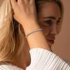Yoosteel 14K-Gold/White-Gold-Plated Tennis Bracelets for Women – 3mm Cubic Zirconia Classic Bracelet for Women Dainty Trendy CZ Jewelry Gift 6.5/7/7.5 Inch(Four Claws-14K-White Gold-Plated)