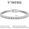 Yoosteel 14K-Gold/White-Gold-Plated Tennis Bracelets for Women – 3mm Cubic Zirconia Classic Bracelet for Women Dainty Trendy CZ Jewelry Gift 6.5/7/7.5 Inch(Four Claws-14K-White Gold-Plated)
