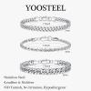Yoosteel Silver Stackable Bracelets Set for Men Non Tarnish – Stainless Steel Bracelet Stack Rope Figaro Paperclip Cuban Link Chain Bracelets Sets for Men Jewelry Gifts 7.5/8.3/9.0 Inches(3Pcs cuba rope bracelet)