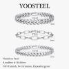 Yoosteel Silver Stackable Bracelets Set for Men Non Tarnish – Stainless Steel Bracelet Stack Rope Figaro Paperclip Cuban Link Chain Bracelets Sets for Men Jewelry Gifts 7.5/8.3/9.0 Inches(3Pcs cuba paperclip chain)