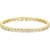 Yoosteel 14K-Gold/White-Gold-Plated Tennis Bracelets for Women – 3mm Cubic Zirconia Classic Bracelet for Women Dainty Trendy CZ Jewelry Gift 6.5/7/7.5 Inch(Bezel-14K-Yellow Gold-Plated)