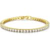 Yoosteel 14K-Gold/White-Gold-Plated Tennis Bracelets for Women – 3mm Cubic Zirconia Classic Bracelet for Women Dainty Trendy CZ Jewelry Gift 6.5/7/7.5 Inch(Four Claws -14K-Yellow Gold-Plated)