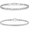 Yoosteel Silver Stackable Bracelets Set for Men Non Tarnish – Stainless Steel Bracelet Stack Rope Figaro Paperclip Cuban Link Chain Bracelets Sets for Men Jewelry Gifts 7.5/8.3/9.0 Inches(2pcs figaro box chain)