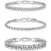 Yoosteel Silver Stackable Bracelets Set for Men Non Tarnish – Stainless Steel Bracelet Stack Rope Figaro Paperclip Cuban Link Chain Bracelets Sets for Men Jewelry Gifts 7.5/8.3/9.0 Inches(3Pcs cuba rope bracelet)