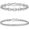 Yoosteel Silver Stackable Bracelets Set for Men Non Tarnish – Stainless Steel Bracelet Stack Rope Figaro Paperclip Cuban Link Chain Bracelets Sets for Men Jewelry Gifts 7.5/8.3/9.0 Inches(2pcs chunky paperclip flower basket chain)
