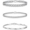 Yoosteel Silver Stackable Bracelets Set for Men Non Tarnish – Stainless Steel Bracelet Stack Rope Figaro Paperclip Cuban Link Chain Bracelets Sets for Men Jewelry Gifts 7.5/8.3/9.0 Inches(3Pcs cuba Pole chain)