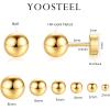Hypoallergenic Silver Flat Back Earrings for Women,Stud Cartilage Earrings for Sensitive Ears Cubic Zirconia Ball Earring Sets Trendy Jewelry(Ball-14K-Gold-Plated)