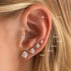Hypoallergenic Silver Flat Back Earrings for Women,Stud Cartilage Earrings for Sensitive Ears Cubic Zirconia Ball Earring Sets Trendy Jewelry(CZ-14K-Gold-Plated)