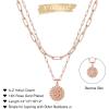 Yoosteel Easter Basket Stuffers Layered Initial Necklaces for Women Gifts – 14K Gold Plated Dainty Layering Paperclip Link Chain Necklace Coin Initial Necklace Birthday Gifts for Women Teen Girls(Rose Gold)