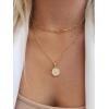 Yoosteel Easter Basket Stuffers Layered Initial Necklaces for Women Gifts – 14K Gold Plated Dainty Layering Paperclip Link Chain Necklace Coin Initial Necklace Birthday Gifts for Women Teen Girls(Gold)