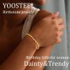 Yoosteel Easter Gifts for Kids Teens Girls Easter Basket Stuffers – Dainty Birthstone Bracelet Stretch 14K-Gold-Plated Beaded Bracelets Trendy Friendship Birthday Jewelry Gift for Teenage Girl Women(Gold-Plated)
