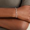 Yoosteel Easter Gifts for Kids Teens Girls Easter Basket Stuffers – Dainty Birthstone Bracelet Stretch 14K-Gold-Plated Beaded Bracelets Trendy Friendship Birthday Jewelry Gift for Teenage Girl Women(Silver-Plated)