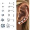 Hypoallergenic Silver Flat Back Earrings for Women,Stud Cartilage Earrings for Sensitive Ears Cubic Zirconia Ball Earring Sets Trendy Jewelry(CZ-Sliver-Plated)