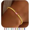 Yoosteel Easter Gifts for Kids Teens Girls Easter Basket Stuffers – Dainty Birthstone Bracelet Stretch 14K-Gold-Plated Beaded Bracelets Trendy Friendship Birthday Jewelry Gift for Teenage Girl Women(Gold-Plated)