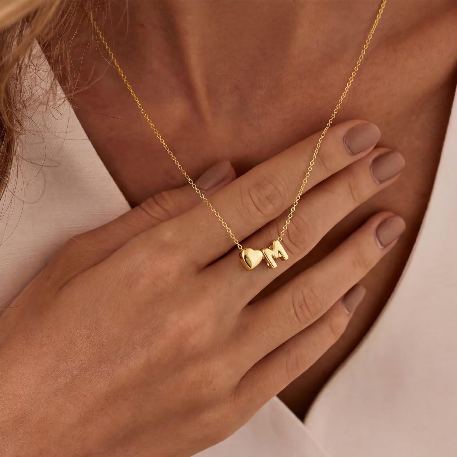imageYoosteel Easter Basket Stuffers for Teens Kids Heart Initial Necklaces for Women Girls Jewelry 14K GoldPlated AZ Letter Heart Necklace Personalized Birthday Easter Gifts for Kids Teen Girls WomenY