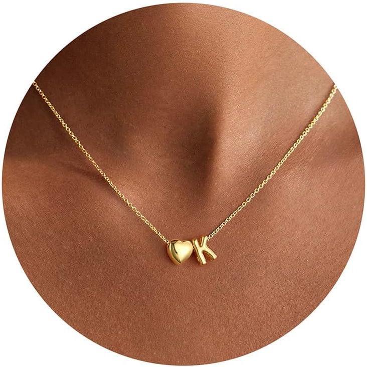 imageYoosteel Easter Basket Stuffers for Teens Kids Heart Initial Necklaces for Women Girls Jewelry 14K GoldPlated AZ Letter Heart Necklace Personalized Birthday Easter Gifts for Kids Teen Girls WomenK
