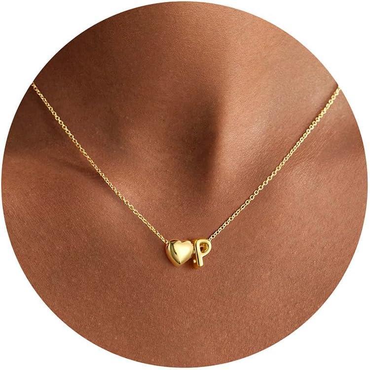 imageYoosteel Easter Basket Stuffers for Teens Kids Heart Initial Necklaces for Women Girls Jewelry 14K GoldPlated AZ Letter Heart Necklace Personalized Birthday Easter Gifts for Kids Teen Girls WomenP